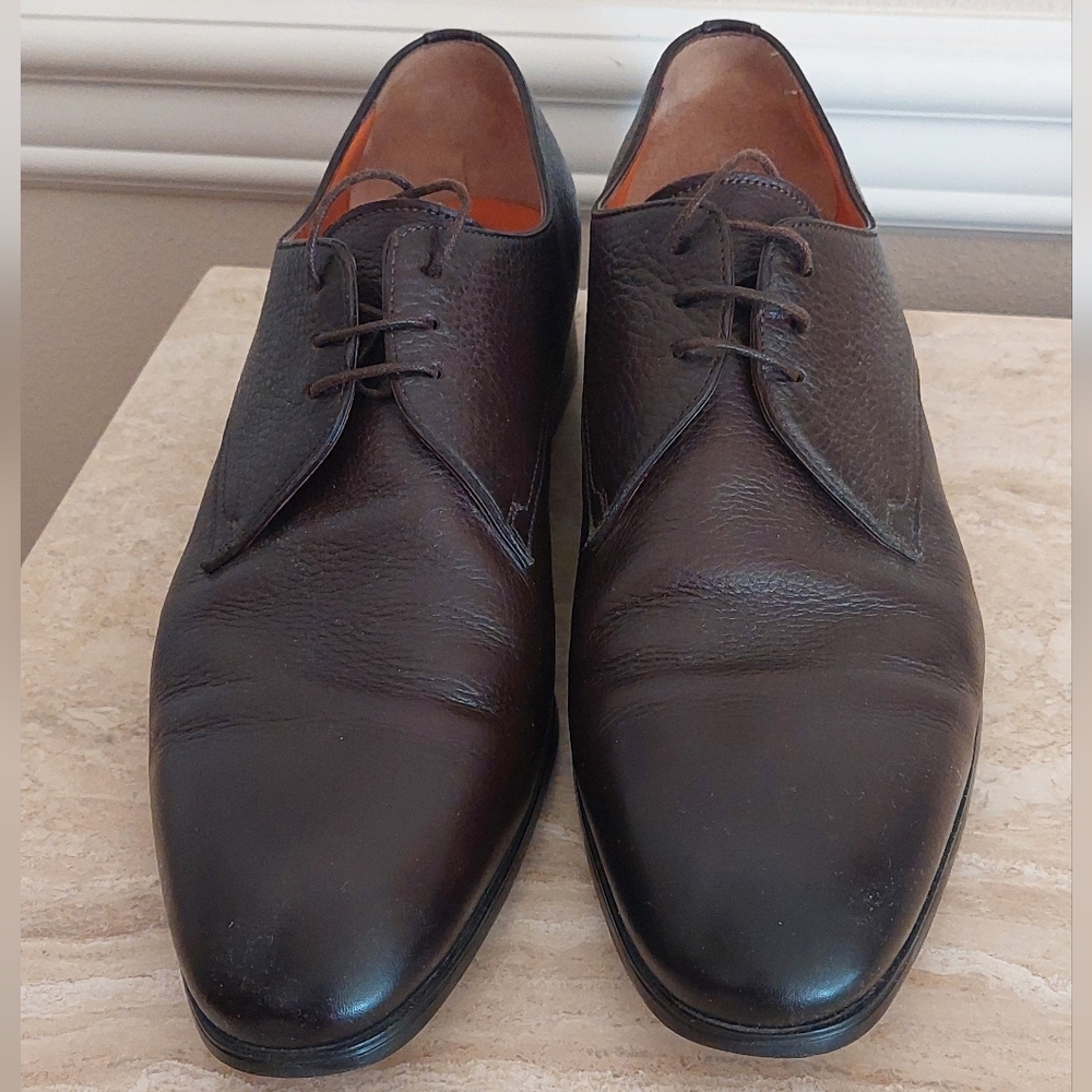 Santoni Men's Brown Leather Dress Shoes Size 9